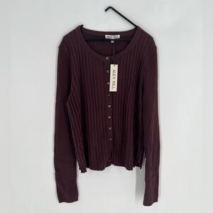 Alex Mill Kristin Ribbed Cardigan In Mahogany